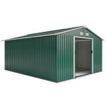 Outsunny Abrigo de Jardim Metálico 340x386x200cm Abrigo para Armazenamento de Ferramentas com Base de Reforço Incluida Verde