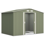 Outsunny Cobertizo de Jardín 4,9 m² 277x195x192 cm con 2 Puertas Corredizas Base Refuerzo (Suelo NO Incluido) Verde Claro