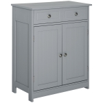 kleankin Meuble de salle de bain meuble de rangement 2 tiroirs placard double porte et étagère réglable 60 x 30 x 75 cm gris