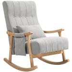 HOMCOM Schommelstoel met Lendekussen, Brede Zitting, Beukenframe, tot 120 kg, Grijs