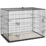 PawHut Gaiola Dobrável para Cães com Almofada, Portas e Tabuleiro Removível, 90 x 57,5 x 62 cm, Preto e Bege