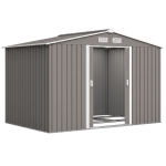 Outsunny Cobertizo de Jardín 4,9 m² 277x195x192 cm con 2 Puertas Corredizas Base Refuerzo (Suelo NO Incluido) Gris