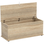 HOMCOM Coffre de rangement, banc de rangement avec couvercle rabattable et charnières de sécurité, 100 x 40 x 40 cm, naturel