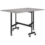 HOMCOM Mesa de Jantar Dobrável para 4-6 Pessoas com Rodas e Abas Rebatíveis para Cozinha 120x80x73 cm Cinzento