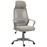 Vinsetto Silla de Oficina con Función Basculante Altura Regulable Reposacabezas y Soporte Lumbar Gris
