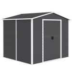 Outsunny Cobertizo de Jardín Exterior 4,4 m² 240x206x198 cm con Base Puerta Corredera y Cerradura 4 Ventanas para Patio Gris