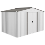 Outsunny Abrigo de Jardim Exterior para Armazenamento de Ferramentas com 4 Janelas 277x195x192 cm Branco e Cinza Escuro