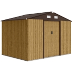 Outsunny Cobertizo de Jardín Exterior 4,9 m² 277x195x192 cm con Puerta Corredera Ventilación y Kit de Fundación Marrón