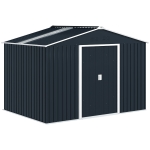 Outsunny Abrigo de Jardim 4,9 m² 277x195x192 cm com 2 Portas Deslizantes Base Reforçada (Chão NÃO Incluído) Cinzento Escuro