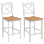 HOMCOM Conjunto de 2 Bancos de Bar de Madeira com Encosto e Apoio para os Pés Estilo Rústico para Cozinha 41x46x97.5 cm Natural