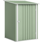 Outsunny Abrigo de Jardim Metálico 0,92 m² 100x103x160 cm com 1 Porta e Fecho para Armazenamento Ferramentas Verde Claro