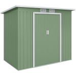 Outsunny Abrigo de Jardim 213x130x173cm Abrigo de Exterior de Aço Galvanizado com Porta Corredeira e Ventilações Verde