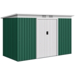 Outsunny Cobertizo de Jardín 280x130x172 cm Caseta de Exterior Metálica para Almacenamiento de Herramientas Verde Oliva