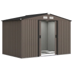 Outsunny Cobertizo de Jardín 4,9 m² 277x195x192 cm con 2 Puertas Corredizas Techo Inclinado y 4 Ventanas Marrón