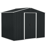 Outsunny Abrigo de Jardim de 3,6 m² 236x174x190 cm para Armazenamento de Ferramentas com Portas de Correr e 4 Janelas de Ventilação Cinza