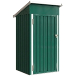 Outsunny Abrigo Exterior Metálico 107,5x91x185 cm Abrigo de Jardim com Teto Inclinado Porta com Trinco Ventilação e Luvas Verde