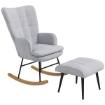 HOMCOM Schommelstoel met Voetenbank, Comfortabel, Tot 130 kg, Linnenlook, 64x89x90cm, Lichtgrijs