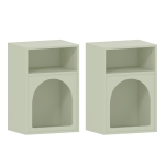 HOMCOM Mesa de Cabeceira Estreita com 2 Compartimentos Abertos e Design em Arco 40x30x60 cm Verde-Claro