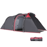 Outsunny Tente de camping familiale 2 personnes tente tunnel ventilée facile à monter chambre salon 3 portes fenêtres 4,26 x 2,06 x 1,54 m fibre verre polyester PE girs foncé rose