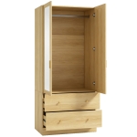 HOMCOM Roupeiro quarto com espelho, 2 portas, 2 gavetas e varão de suspensão, 80 x 50 x 180 cm, carvalho