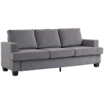 HOMCOM 3-zits Sofa, Woonkamerbank voor 3 personen, Stoffen bekleding, Stalen frame, Geplofte sofa, Grijs