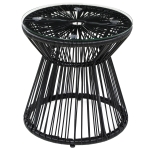 Outsunny Gartentisch im Boho-Stil, wetterbeständig, PE-Rattan, 40 cm x 40 cm x 42 cm, Schwarz