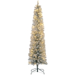 HOMCOM Kunstkerstboom 210 cm met LED-verlichting, sneeuw, 405 takken, kerstboom inclusief metalen standaard voor binnen