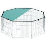 PawHut Parc pour chien, enclos chien 8 panneaux avec toit, modulable et pliable, enclos portable 60H cm avec porte argent vert