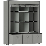 HOMCOM Vliesstoffen Kledingkast, Opvouwbare Kast, Incl. 3 Laden, 125 cm x 43 cm x 162,5 cm, Lichtgrijs