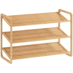 HOMCOM Bamboerek, schoenenrek, halrek, 3-niveaus ontwerp, 30 kg draagvermogen, hout
