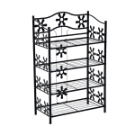HOMCOM plantenrek bloemenrek plantenstandaard plantenetagere metaal 4 niveaus zwart