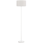 HOMCOM Vloerlamp in retro stijl, kunststof lampenkap, voetschakelaar, metalen staaf, Wit