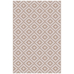 Outsunny Covor Exterior pentru Balcon și Terasă Reversibil cu Model Geometric, 2.74x1.82 m, Cafea și Alb