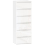HOMCOM Cómoda de Dormitorio con 6 Cajones Estrecha Sinfonier Ahorro Espacio 40x35x109 cm Blanco Brillo