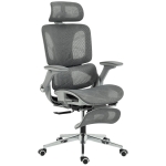 HOMCOM Ergonomische mesh bureaustoel met gesplitste rugleuning, lendensteun en 4D opklapbare armleuningen, grijs
