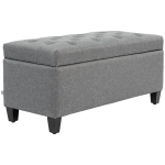 HOMCOM Zitbank, Gestoffeerde Bank met Opbergruimte, Linnenachtig Polyester, Rubberhout, 100 x 40 x 44 cm, Lichtgrijs