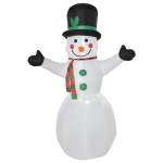 HOMCOM 1,93 m opblaasbare sneeuwpop met 2 modulelampen kerstversiering voor binnen en buiten tuin gazondecoratie feest polyester wit  130 x 72 x 193 cm