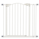 PawHut Poartă Extensibilă pentru Câini cu 2 Blocări și Închidere Automată, din Metal și Plastic, 74-87x78 cm, Alb