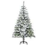 HOMCOM Árvore de Natal Artificial 150 cm com Neve Ignífugo com 358 Ramos Folhas de PVC Abertura Automática Base Dobrável Verde