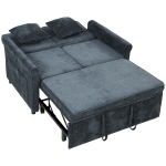 HOMCOM 2 Seater Sofa Bed 3-in-1 Convertible Chenille Pull Out Sleeper Sofa with 5-Position Adjustable Backrest, Dark Blue