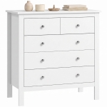 HOMCOM 5 Drawer Chest of Drawers, Modern Dresser for Bedroom, Bedside Storage Cabinet, Wide Storage Unit with Glide Runners for Living Room, Hallway, Closet, 79 x 39.5 x 80.5 cm, White