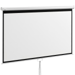 HOMCOM Tela de Projeção Manual 100 Polegadas Tela de Projeção Portátil Formato 16:9 com Altura Ajustável 236,8x8x158 cm Branco