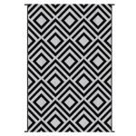 Outsunny Reversible Outdoor Rug, Plastic Straw Mat w/ Carry Bag Ground Stakes for Garden RV Picnic Beach Camping 182x274cm Black