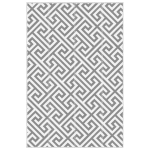 Outsunny Outdoor Rug Reversible Mat Plastic Straw Rug Portable RV Camping Mat for Garden Deck Picnic Indoor, 152 x 243 cm (5 x 8 ft), Light Grey & White