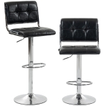HOMCOM Bar Stools Modern PU Leather Adjustable Breakfast Bar Stools Backrest Set of 2 Black