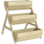 Outsunny Vertikales Hochbeet mit 3 Etagen Vertikalbeet aus Holz Blumenkasten mit 3 Pflanzkästen Ablauflöchern Grün