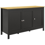 HOMCOM Buffet meuble de rangement avec 3 portes 2 étagères réglables plateau aspect bois clair 120 x 40 x 70 cm noir