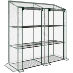 Outsunny Mini-Gewächshaus, 3 Etagen, 6 Drahtregale, 2 Öffnungen, Kunststoff-Plane, Transparent