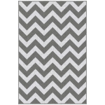 Outsunny Outdoor Rug Reversible Mat Plastic Straw Rug Portable RV Camping Mat for Garden Deck Picnic Indoor, 121 x 182 cm (4 x 6 ft), Light Grey & White