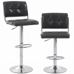 HOMCOM Bar Stools Modern PU Leather Adjustable Breakfast Bar Stools Backrest Set of 2 Grey